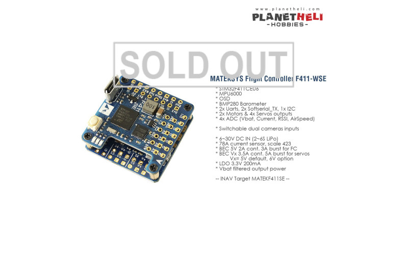 Matek Systems F411 WSE STM32F411CEU6 Flight Controller Built-in OSD 2-6S FC for RC Airplane Fixed Wing